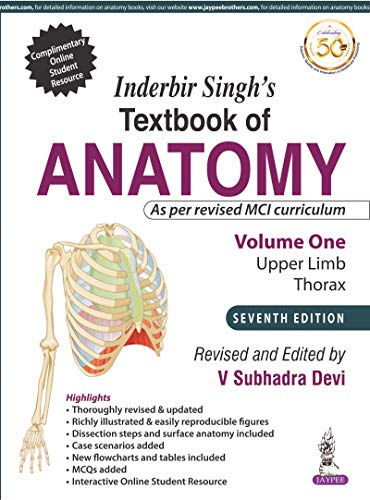 Inderbir Singh’S Textbook Of Anatomy Volume 1 Upper Limb and Thorax, 7th Edition