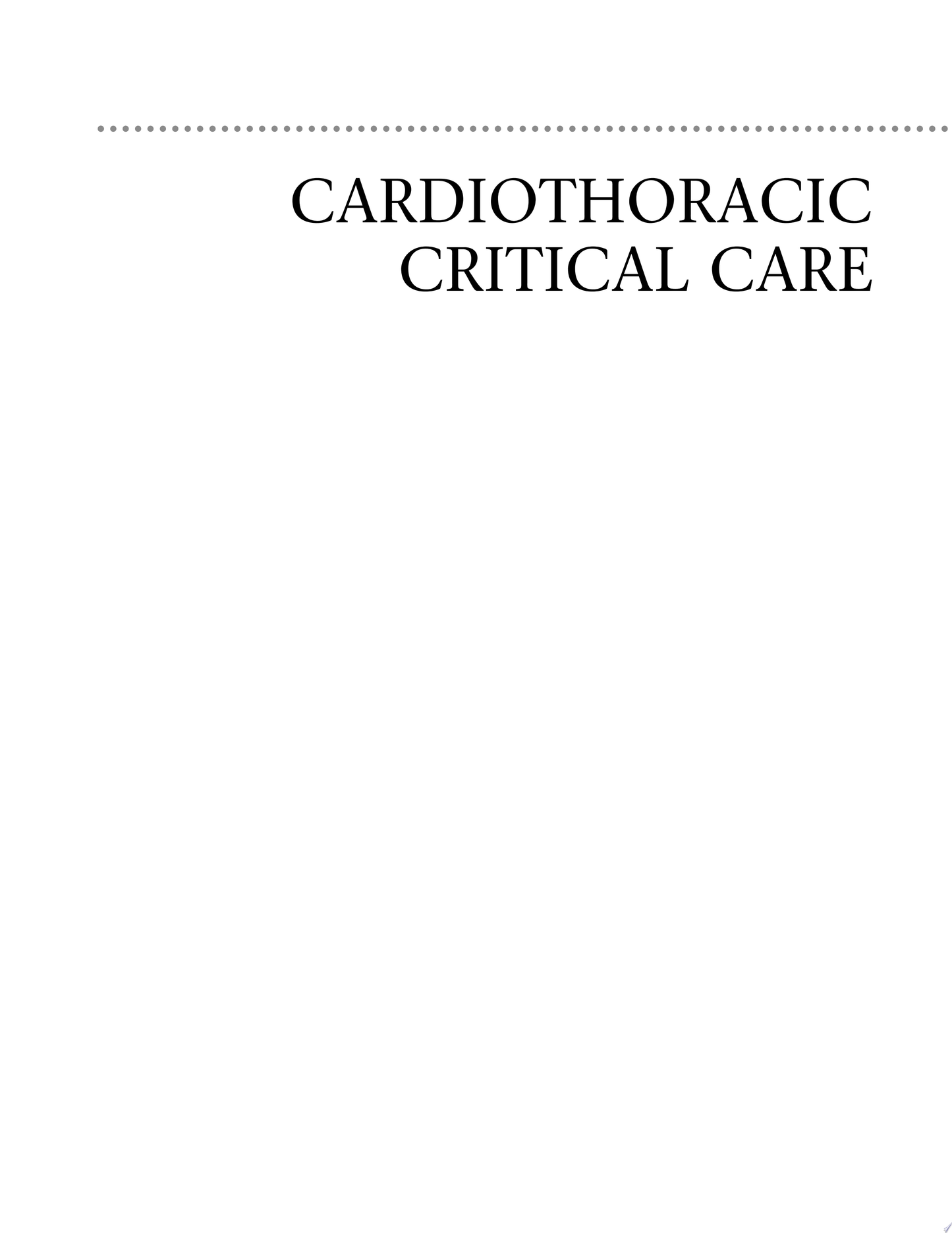 Cardiothoracic Critical Care, 2nd Edition
