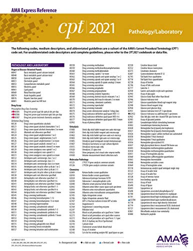 Pathology/Laboratory (CPT 2021 Express Reference Coding Card)
