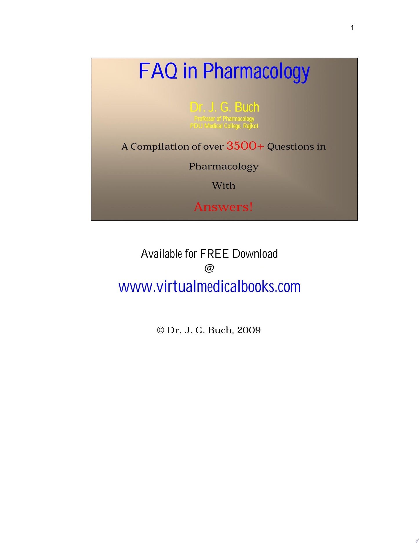 FAQ in Pharmacology